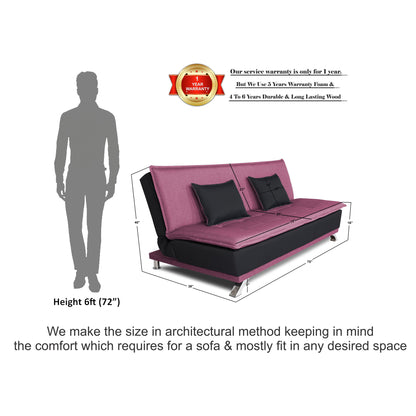 Adorn India Exclusive Two Tone Arden 4 Seater Sofa Cum Bed 4 x 6 (Light Purple & Black) (3 Year Warranty)