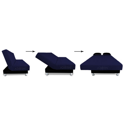 Adorn India Alyssum 3 Seater Sofa Cumbed (Navy Blue & Black)
