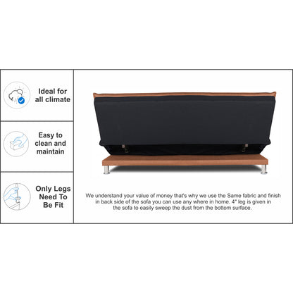 Adorn India Exclusive Two Tone Arden 4 Seater Sofa Cum Bed 4 x 6 (Rust & Black) (3 Year Warranty)