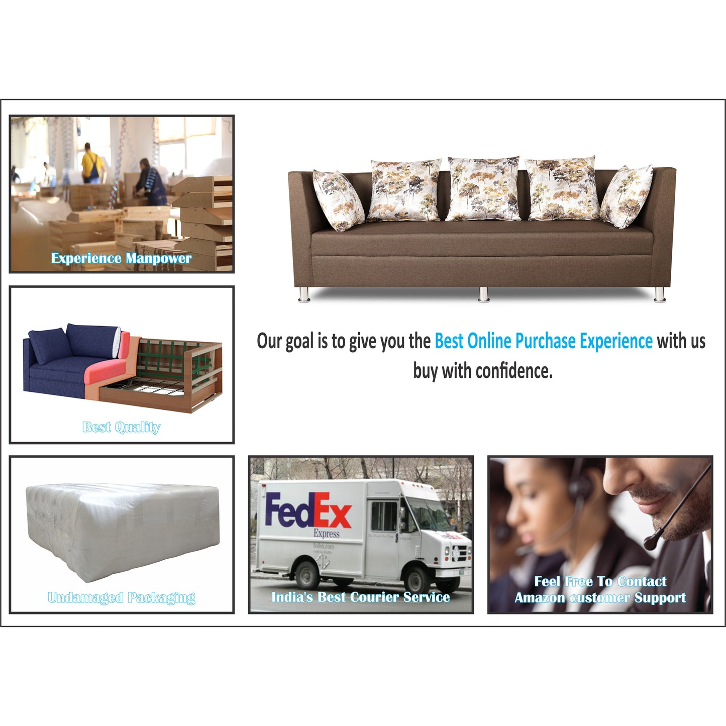Adorn India Alica Modular Sofa Set(Camel)