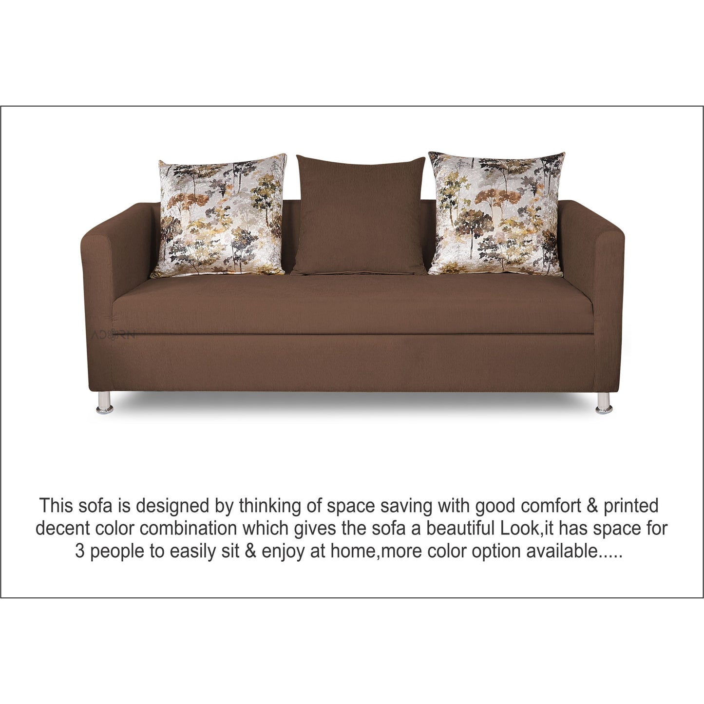 Adorn India Alita 3 Seater Compact Sofa (Camel)