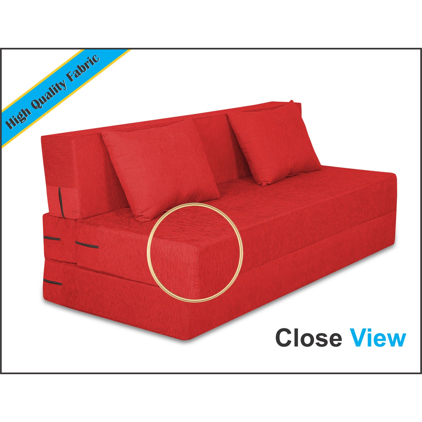 Adorn India Easy 3 Seater Sofa Cum Bed Alyn 5'x 6' (Red) (1 Year Warranty)