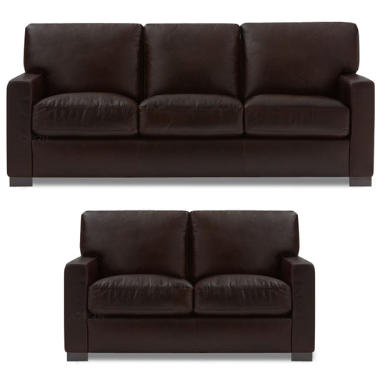 Adorn India Exclusive Rosina Leatherette 3+2 Sofa Set (Dark Brown)