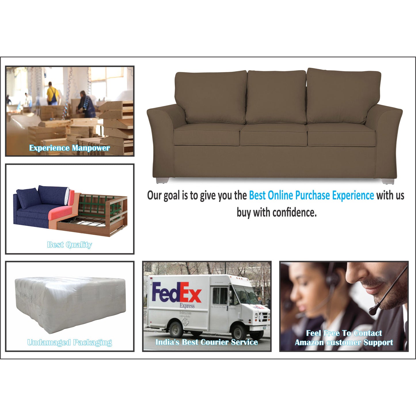Adorn India Alexia 3+1+1 Sofa Set(Camel)