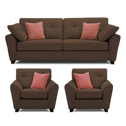 Adorn India Moris 5 Seater 3-1-1 Sofa Set (Brown) (3 Year Warranty)