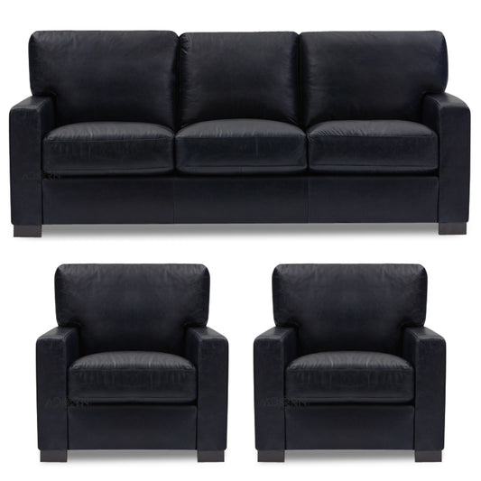 Adorn India Exclusive Rosina Leatherette 3-1-1 Sofa Set (Black)