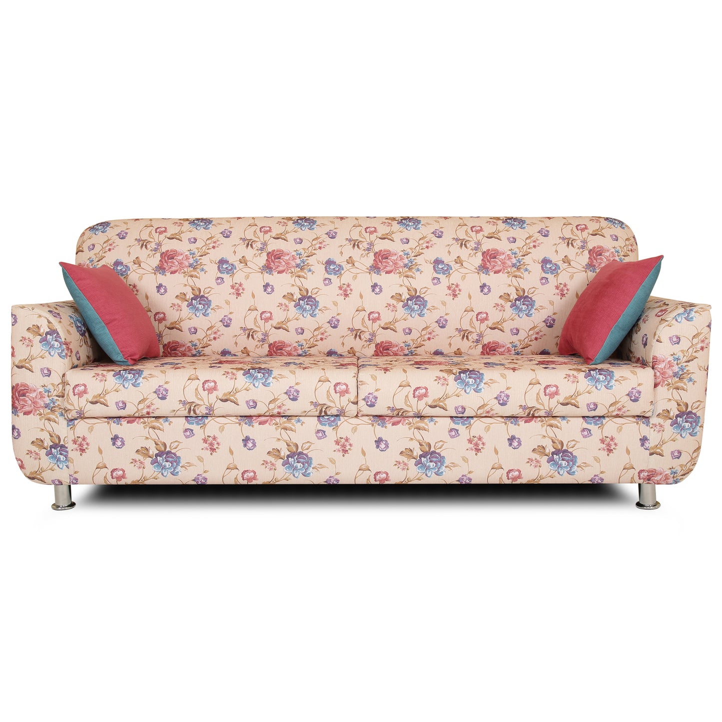Adorn India Roselyn 3 Seater Sofa digitel Print (Beige)
