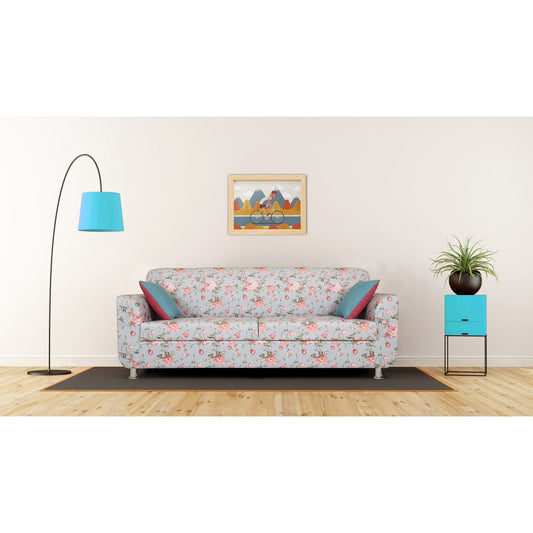 Adorn India Roselyn 3 Seater Sofa Digitel Print (Blue)