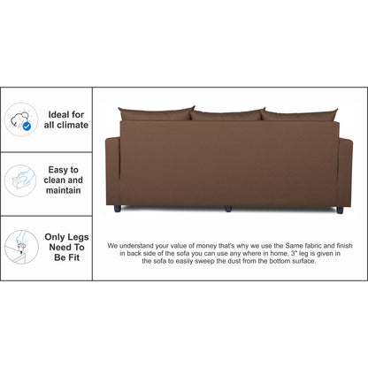 Adorn India New Straight line Three Seater Sofa(Brown)