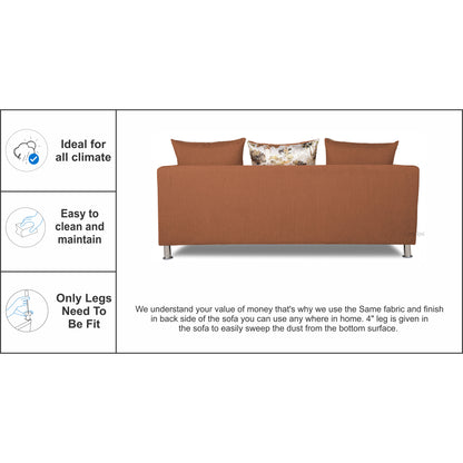 Adorn India Alita 3 Seater Compact Sofa (Rust)