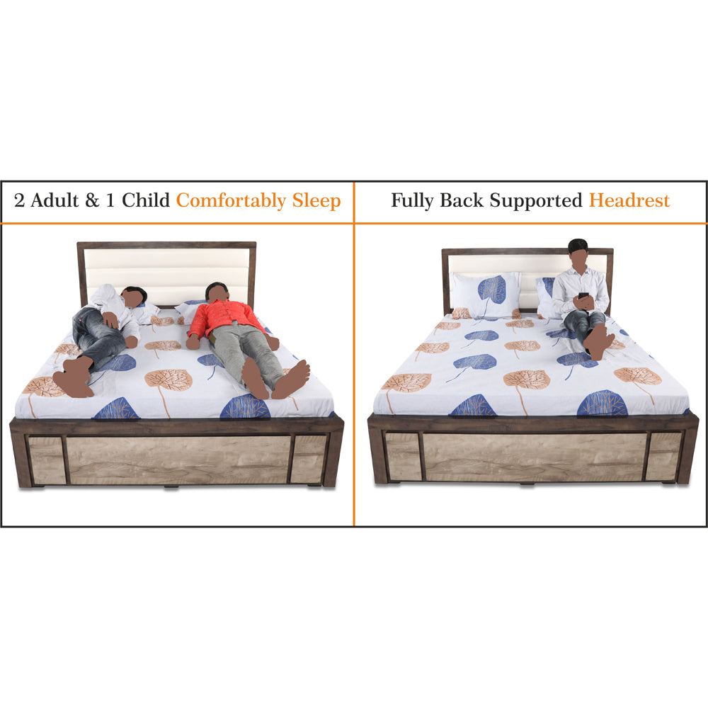 Adorn India Hypnos Engineered Box Spring Storage with Back Cushion Queen Size Bed (Matte Finish; Multi; Without Mattress)
