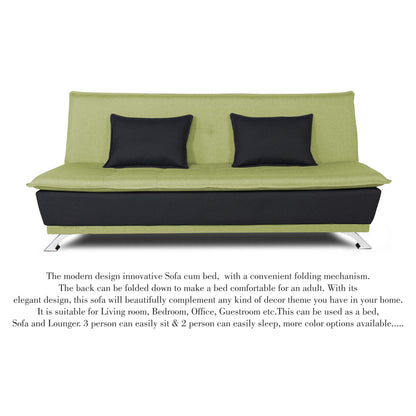 Adorn India Exclusive Two Tone Arden 4 Seater Sofa Cum Bed 4 x 6 (Green & Black) (3 Year Warranty)