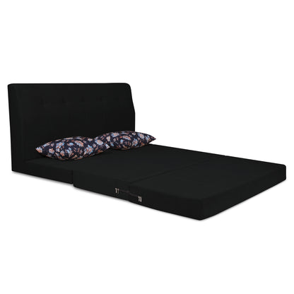 Adorn India Easy Highback Two Seater Sofa Cum Bed Floral 4' x 6' (Black) (1 Year Warranty)