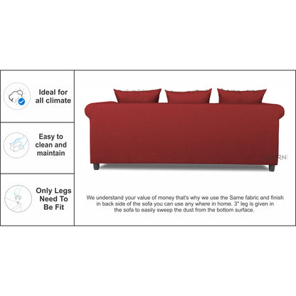 Adorn India Magnum 3 Seater Sofa (Maroon), Wood, Foam