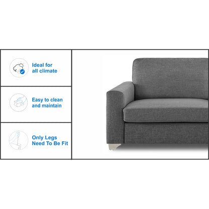 Adorn India Straight Line Five Seater Sofa Set 3-1-1 (Grey)