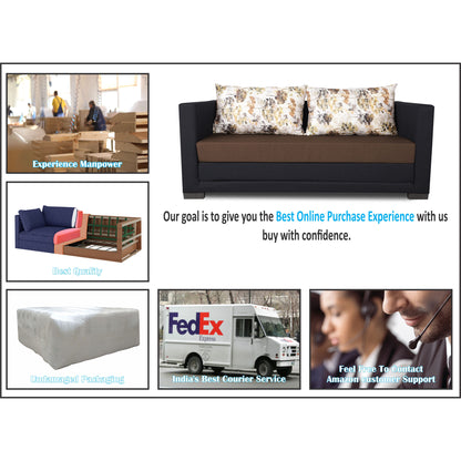 Adorn India Exclusive Two Tone Straight Line Three Seater Sofa Cum Bed (Brown & Black)
