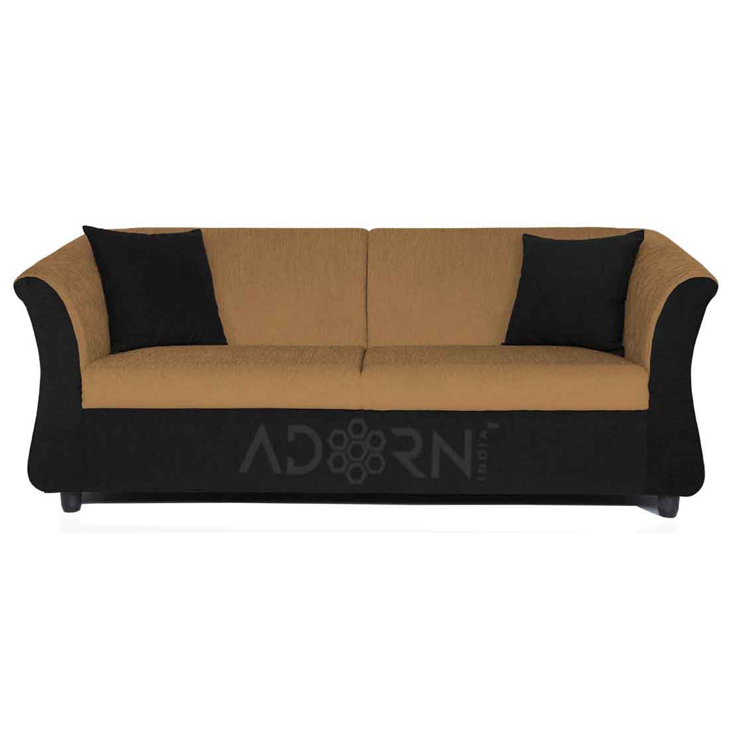 Adorn India Acura 3 Seater Sofa(Camel & Black)