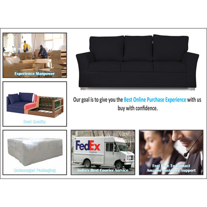 Adorn India Alexia 3+1+1 Sofa Set(Black)