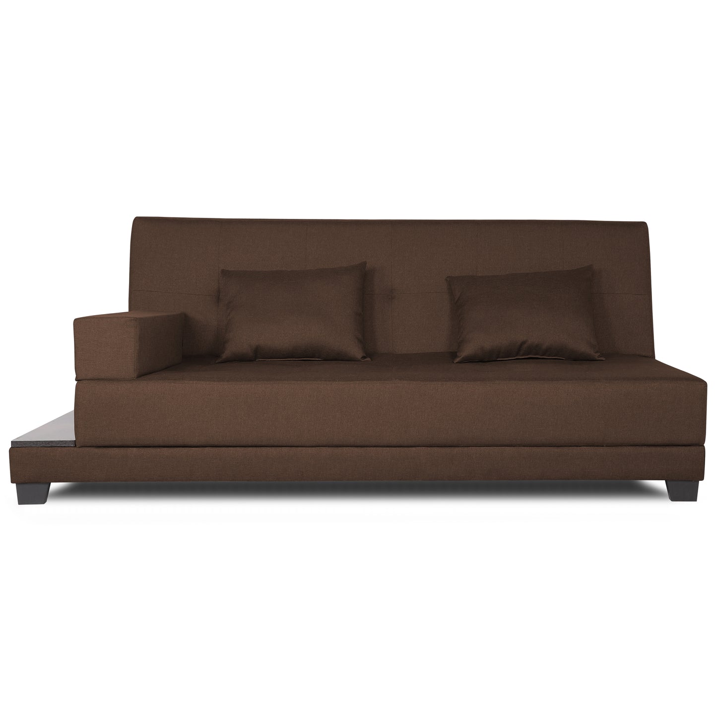 Adorn India Blake 3 Seater Sofa Cum Bed (Brown), Wood, Foam