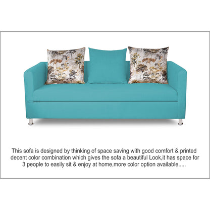 Adorn India Alita 3 Seater Compact Sofa (Aqua Blue)