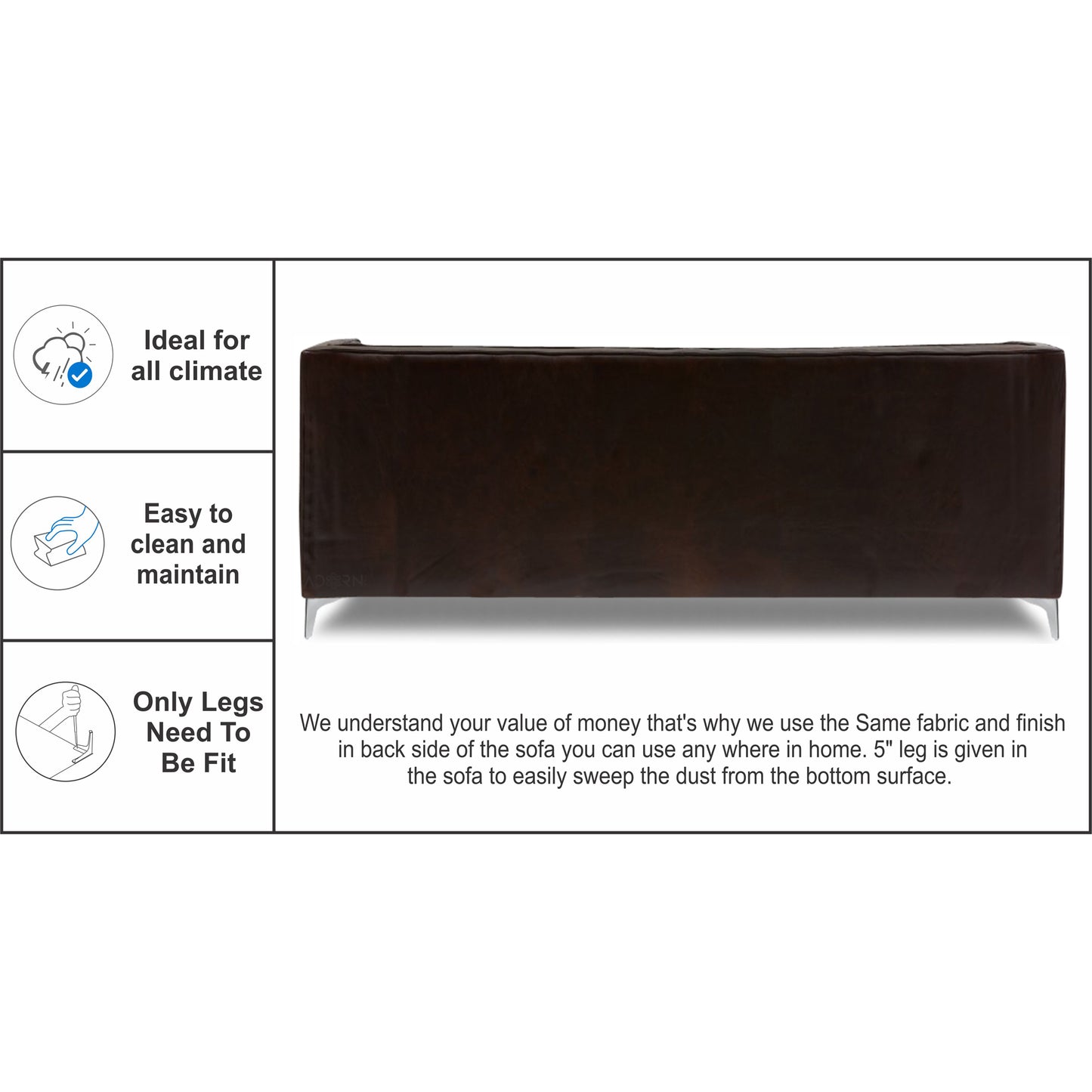 Adorn India Exclusive Cosmos Leatherette 3-1-1 Sofa Set (Brown)