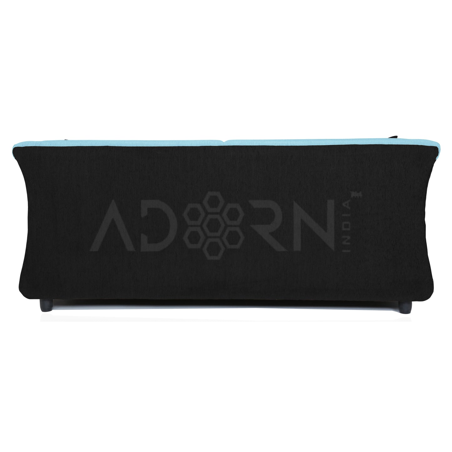 Adorn India Acura 3 Seater Sofa(Light Blue & Black), Wood, Foam