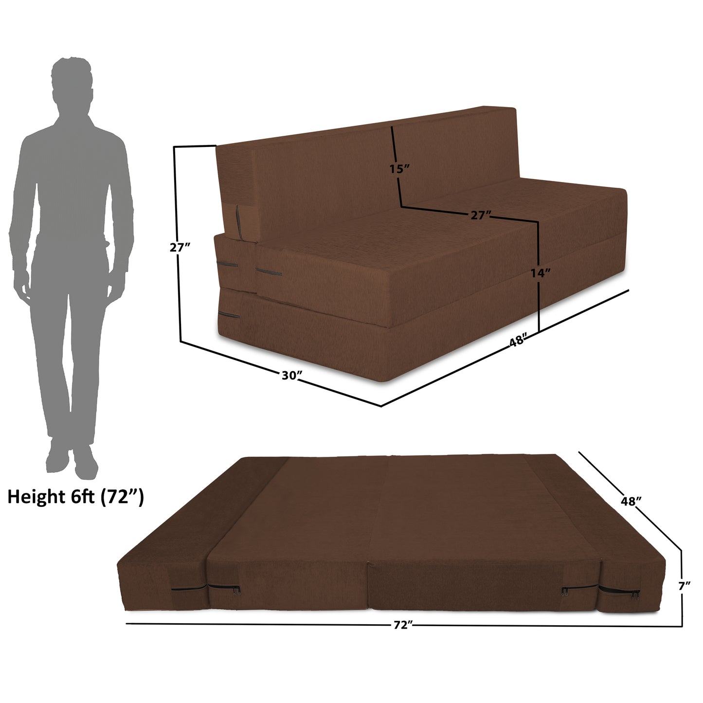 Adorn India Easy Treno 2 Seater Sofa Cum Bed Sit & Sleep Perfect for Guest, Colour Brown, 4'x6', (1 Year Warranty)