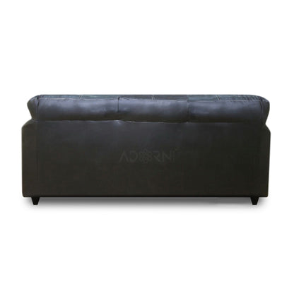Adorn India Webster Leatherette Three Seater Sofa (Black)