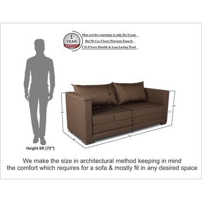 Adorn India Straight line 3 Seater Sofa Cum Bed (Brown)