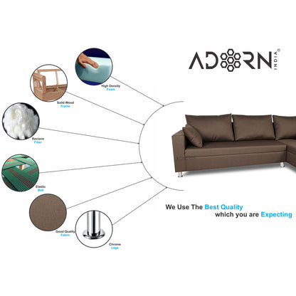 Adorn India Straight line L Shape Sofa (Camel)