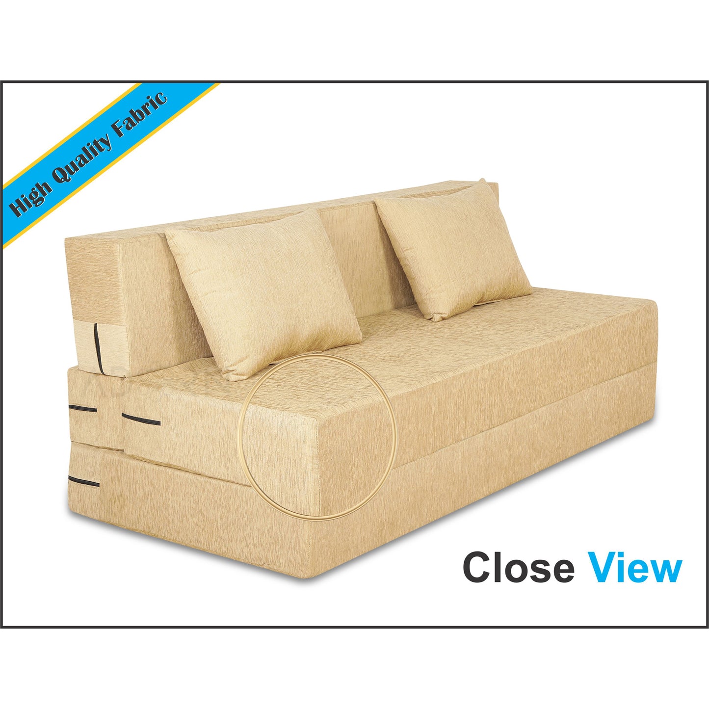 Adorn India Easy 3 Seater Sofa Cum Bed Alyn 5'x 6' (Beige) (1 Year Warranty)
