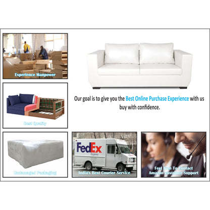 Adorn India Walton Leatherette 3 Seater Sofa (White)