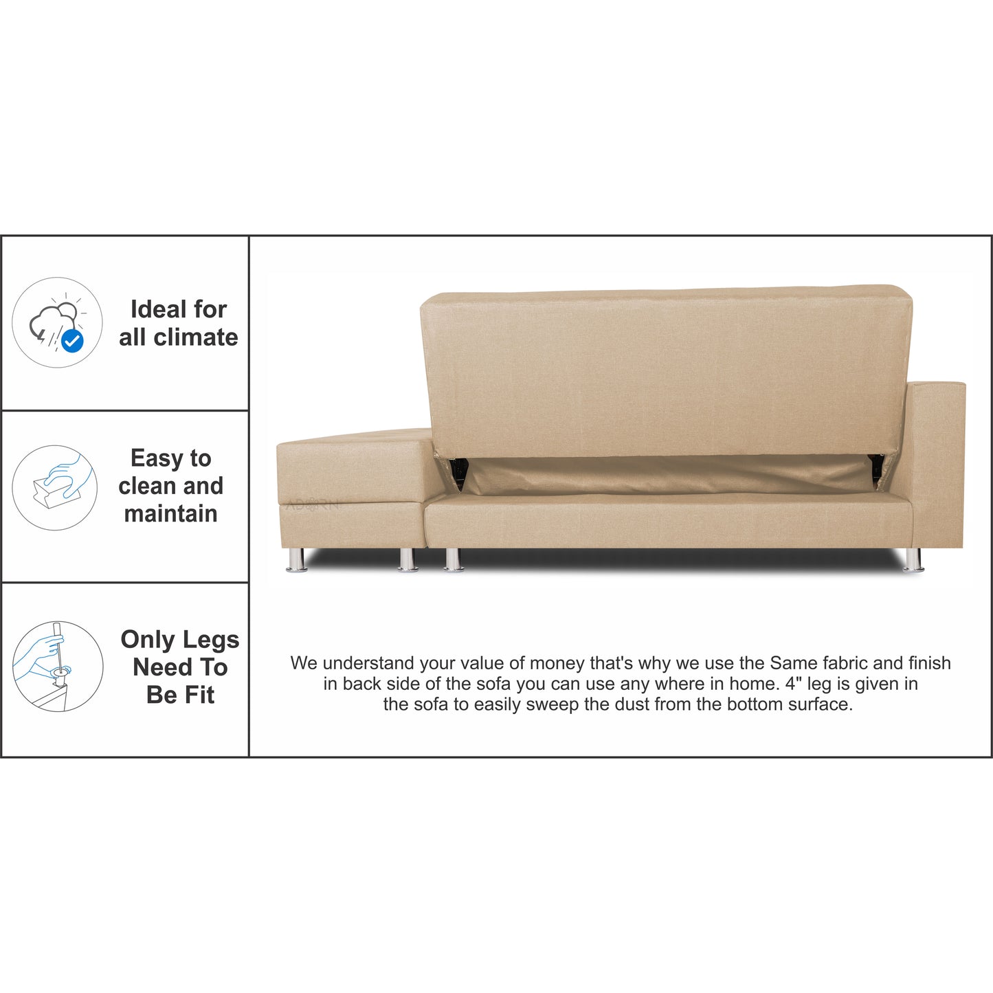 Adorn India Flora Sofa Cum Bed(Beige)