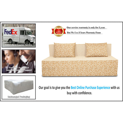 Adorn India Easy 2 Seater Sofa Cum Bed Poly Cotton (Blue & Grey) 6'X6' (Beige) (1 Year Warranty)