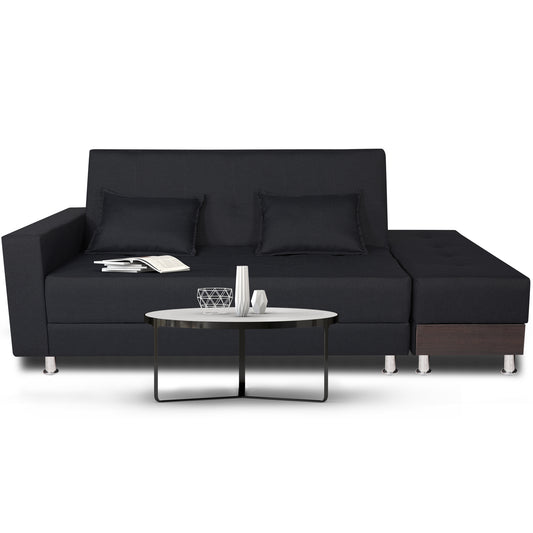 Adorn India Flora Sofa Cum bed (Black)