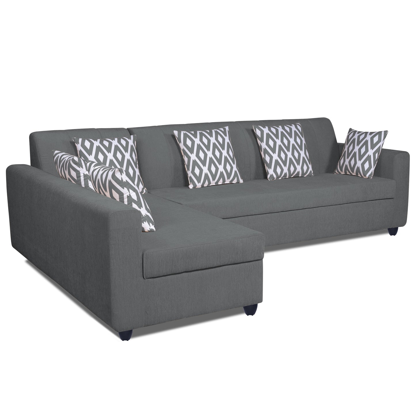 Adorn India Rio Highback L Shape 6 Seater Sofa Set (Left Hand Side) (Grey) (3 Year Warranty)