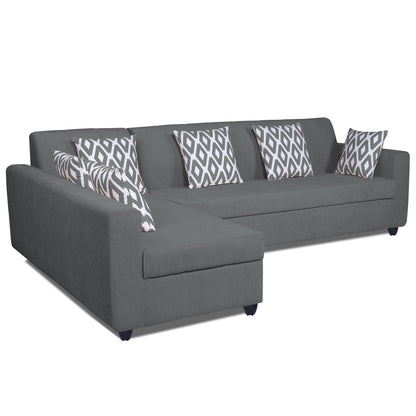 Adorn India Rio Highback L Shape 6 Seater Sofa Set (Left Hand Side) (Grey) (3 Year Warranty)