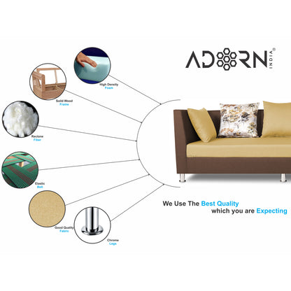Adorn India Exclusive Two Tone Alica 3-1-1 Five Seater Sofa Set (Brown & Beige), Wood, Foam