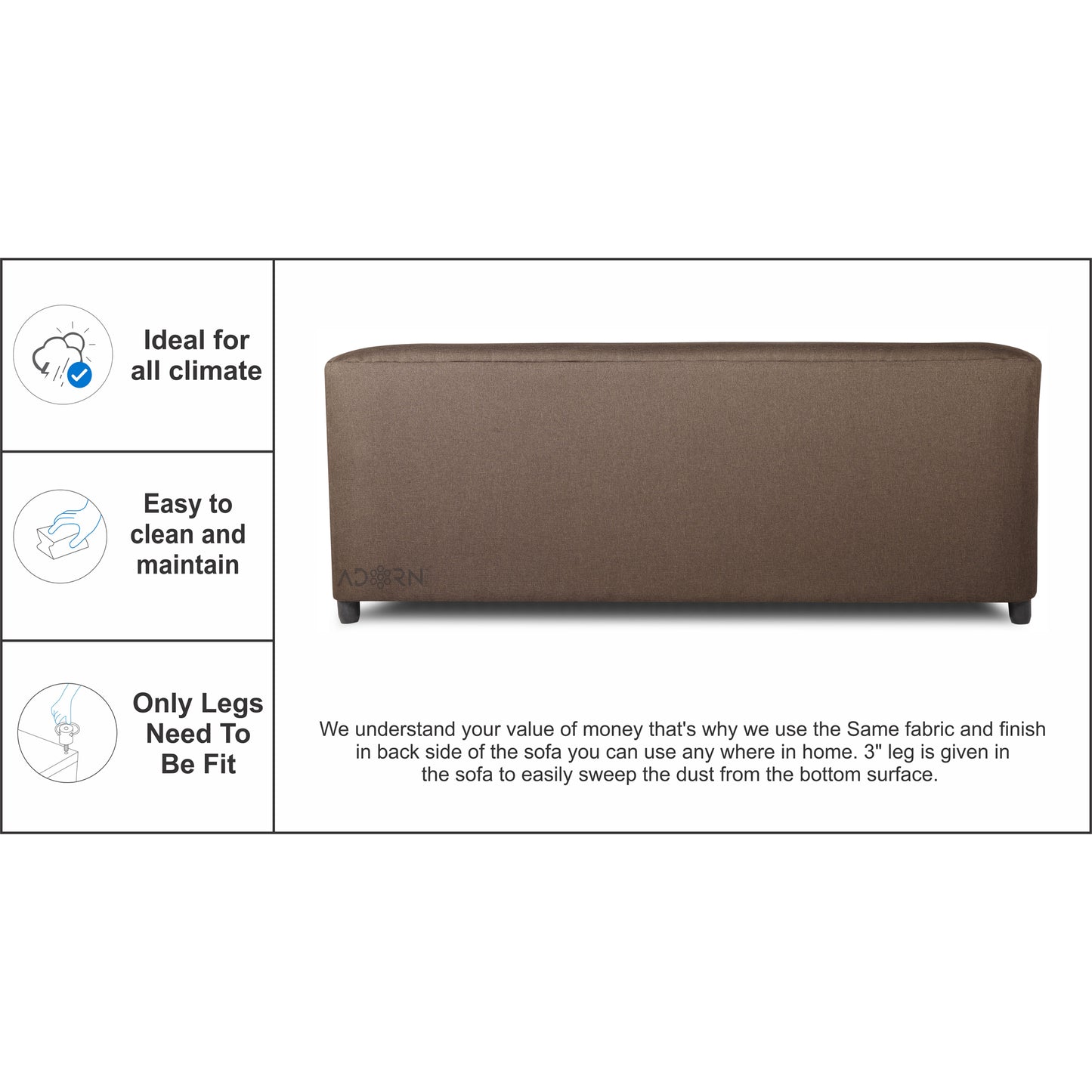 Adorn India Brisco 3 Seater Sofa (Camel)