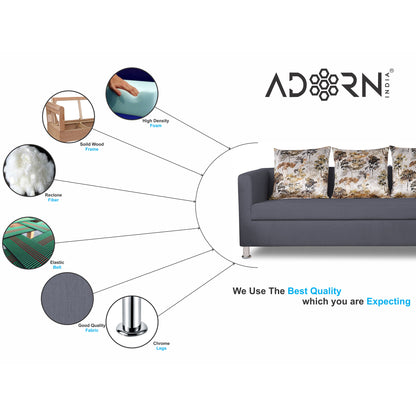 Adorn India Alita 3-1-1 Compact 5 Seater Sofa Set (Dark Grey), Wood, Foam