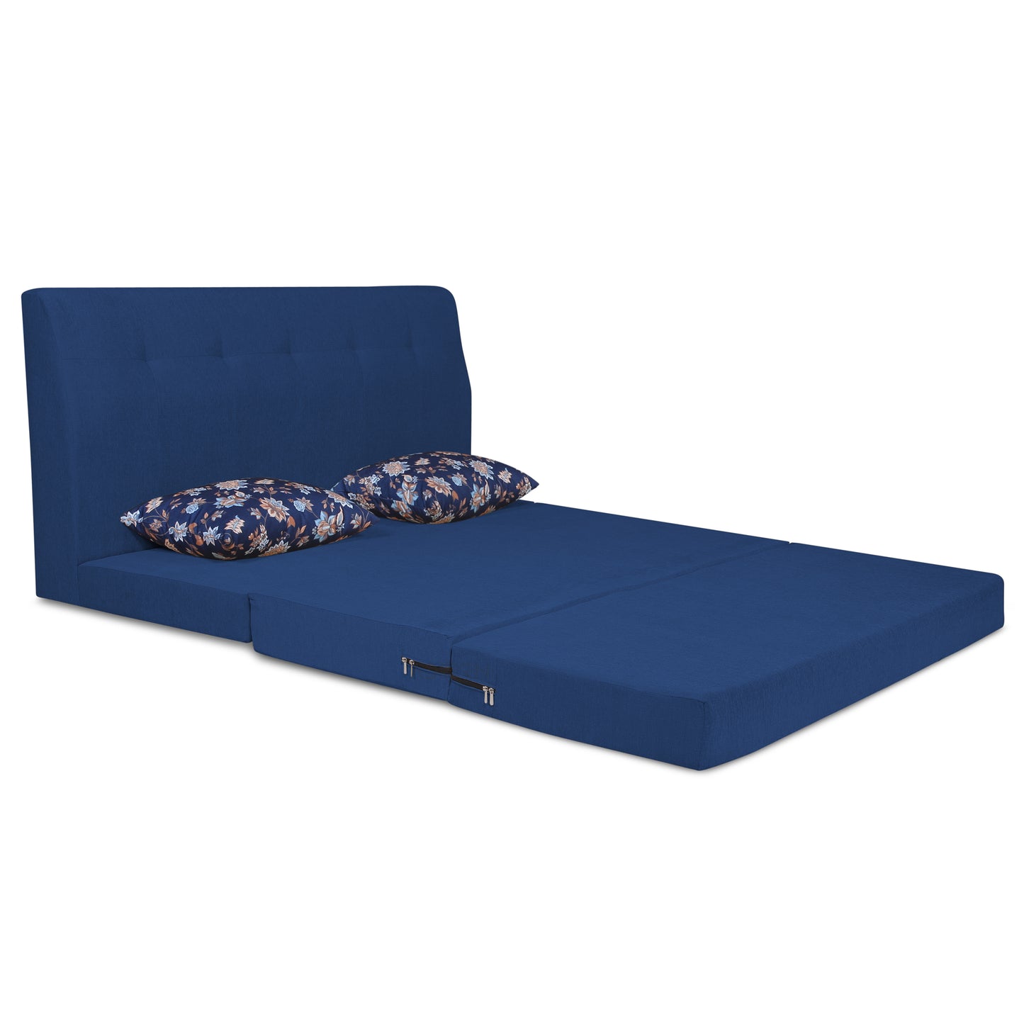 Adorn India Easy Highback Three Seater Sofa Cum Bed Floral 6' x 6' (Blue) (1 Year Warranty)
