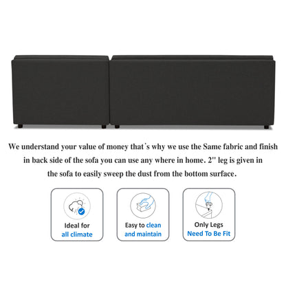 Adorn India Atlas Modular Sofa Set (Black) (3 Year Warranty)