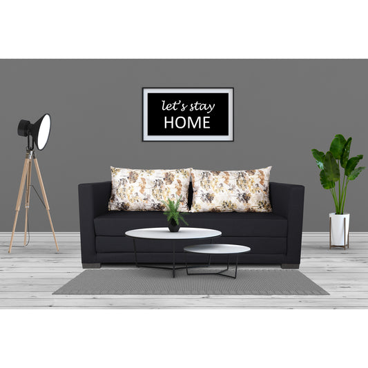 Adorn India Straight line 3 Seater Sofa Cum Bed (Black), Wood, Foam