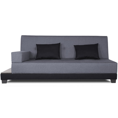 Adorn India Exclusive Two Tone Blake Three Seater Sofa Cum Bed (Dark Grey & Black), Wood, Foam
