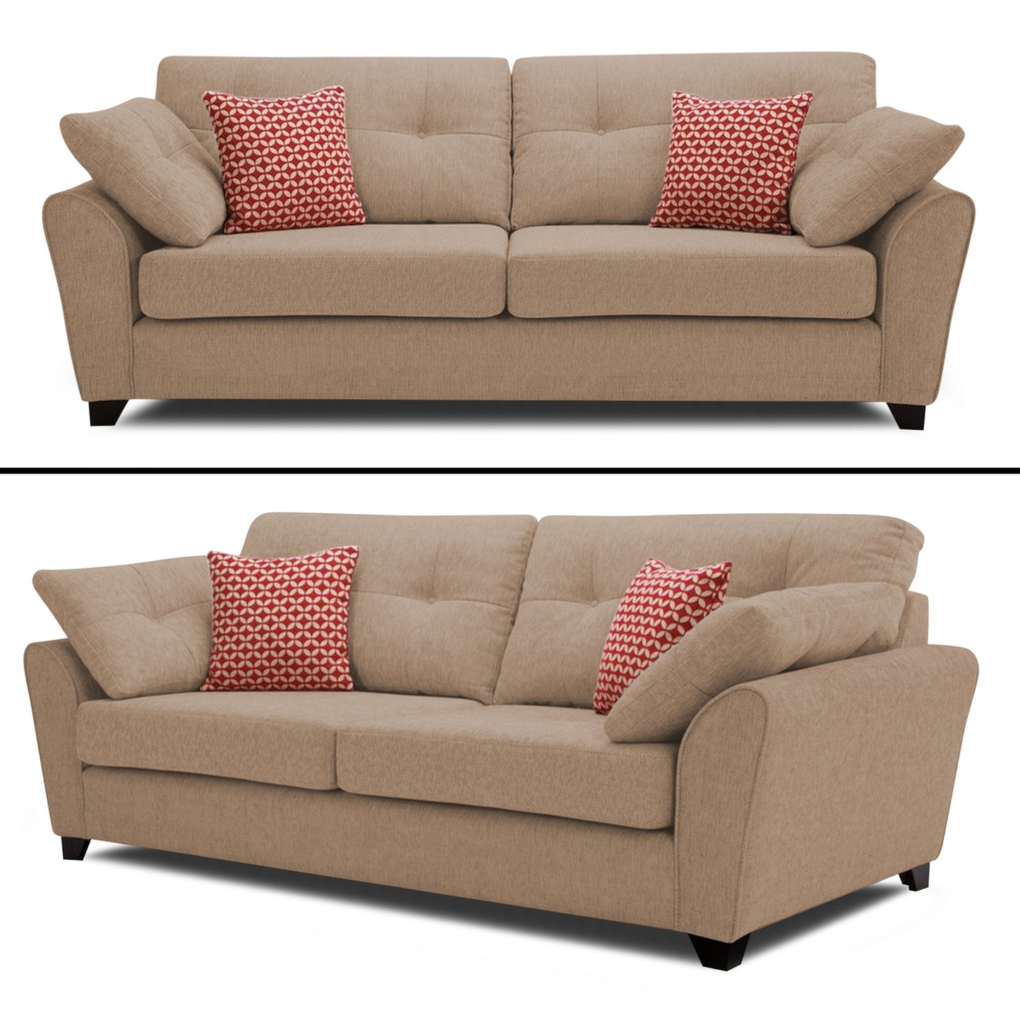 Adorn India Moris 3+2+1 6 Seater Sofa Set (Beige) (3 Year Warranty)