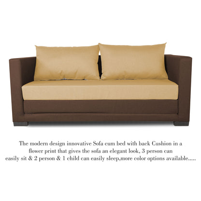 Adorn India Exclusive Two Tone Straight Line Three Seater Sofa Cum Bed (Brown & Beige)