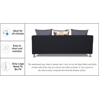Adorn India Exclusive Two Tone Alita Compact 3-1-1 Sofa Set (Dark Grey & Black), Wood, Foam