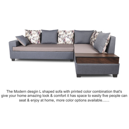 Adorn India Orlando Fabric L Shape Sofa (Dark Grey & Light Gery)