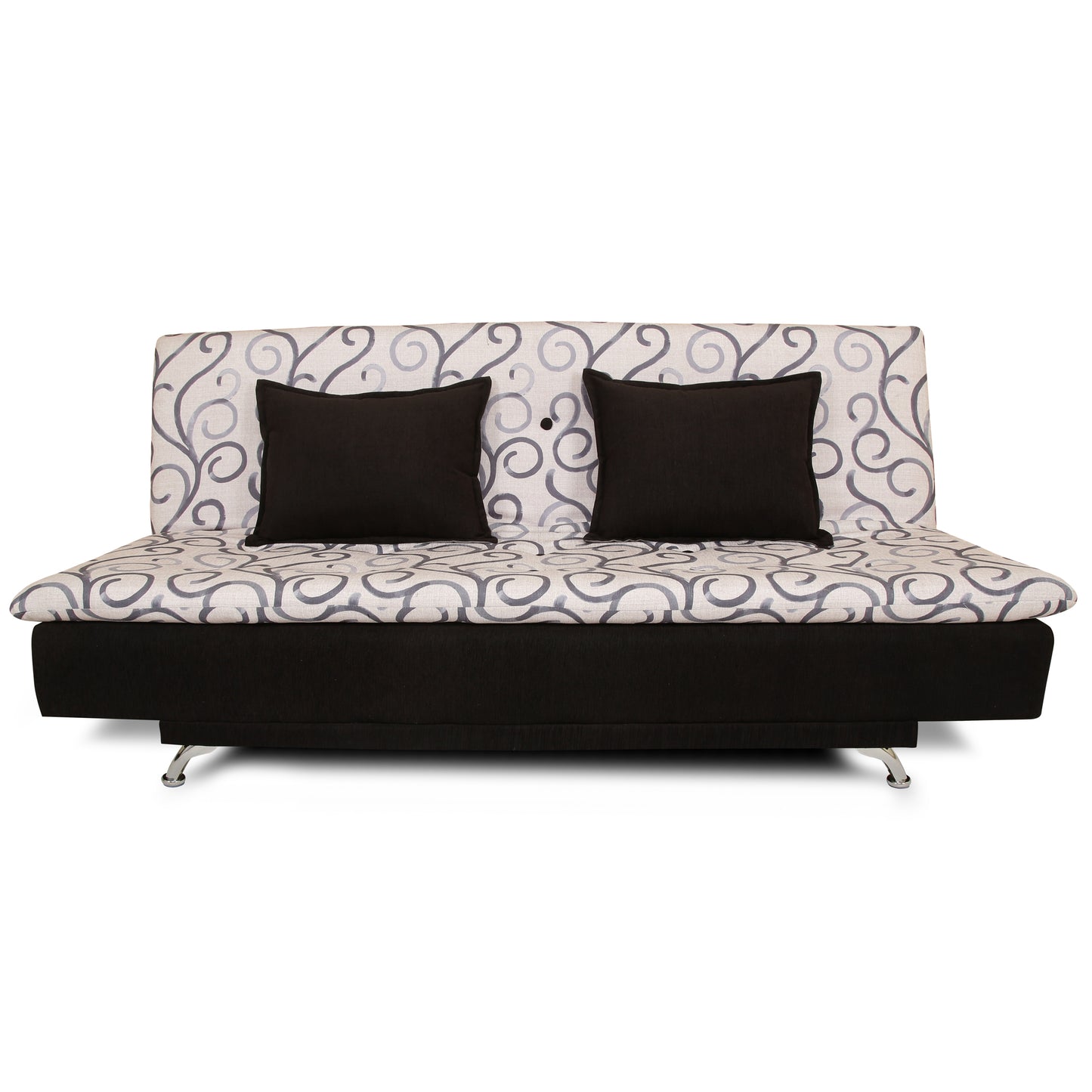 Adorn India Berry 3 Seater Sofa Cum Bed Digitel Print (Grey & Black)