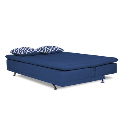 Adorn India Arden 3 Seater Rhombus Sofa Cum Bed Fabric (Blue)